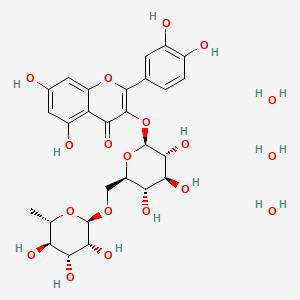 Структурная формула Rutin hydrate (Rutoside hydrate; Quercetin 3-O-rutinoside hydrate), CAS 207671-50-9, формула C27H3O16.36/5H2O