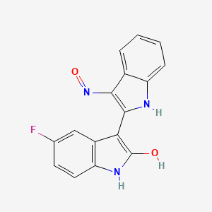 Структурная формула 5'-Fluoroindirubinoxime, CAS 861214-33-7, формула C16H10FN3O2