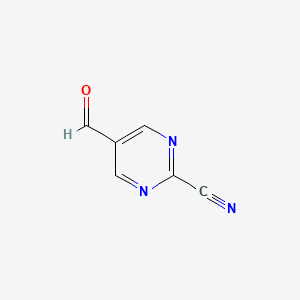 Структурная формула 5-Formyl-2-pyrimidinecarbonitrile, CAS 1001755-57-2, формула C6H3N3O