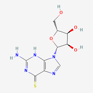 Структурная формула 2-Amino-6-mercaptopurin-9-ylriboside, CAS 85-31-4, формула C10H13N5O5S