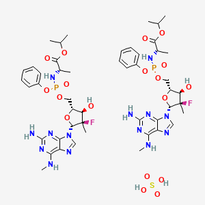 Структурная формула AT-527(Bemnifosbuvir hemisulfate), CAS 2241337-84-6, формула C48H68F2N14O18P2S
