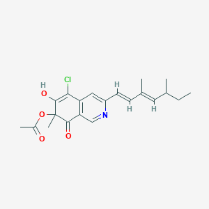 Структурная формула 6,8(2H,7H)-Isoquinolinedione,7-(acetyloxy)-5-chloro-3-(3,5-dimethyl-1,3-heptadienyl)-7-methyl- (9CI), CAS 34695-81-3, формула C21H24ClNO4