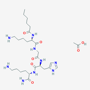 Структурная формула Caprooyl-Tetrapeptide-3, CAS 1012317-71-3, формула C26H47N9O5.XC2H4O2