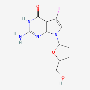 Структурная формула 7-Iodo-2',3'-dideoxy-7-deaza-guanosine, CAS 114748-67-3, формула C11H13In4O3