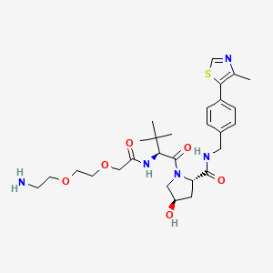 Структурная формула (S,R,S)-AHPC-PEG2-NH2 (E3 ligase Ligand-Linker Conjugates 6 Free Base), CAS 2010159-60-9, формула C28H41N5O6S