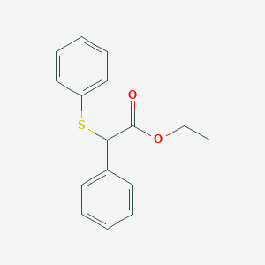 Структурная формула Benzeneacetic acid, a-(phenylthio)-, ethyl ester, CAS 66693-10-5, формула C16H16O2S