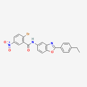 Структурная формула Benzamide, 2-bromo-N-[2-(4-ethylphenyl)-5-benzoxazolyl]-5-nitro-, CAS 420826-65-9, формула C22H16BrN3O4