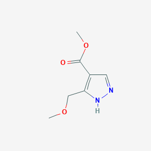 Структурная формула Methyl 3-(methoxymethyl)-1H-pyrazole-4-carboxylate, CAS 318496-66-1, формула C7H10N2O3