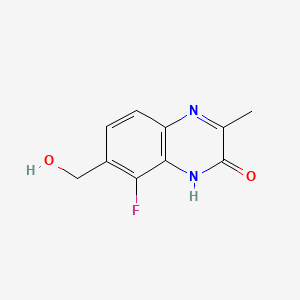 Структурная формула 2(1H)-Quinoxalinone, 8-fluoro-7-(hydroxymethyl)-3-methyl-, CAS 2756334-27-5, формула C10H9FN2O2