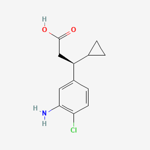 Структурная формула Benzenepropanoic acid, 3-amino-4-chloro-β-cyclopropyl-, (βS)-, CAS 2340398-65-2, формула C12H14ClNO2