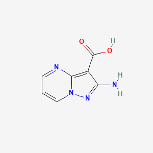 Структурная формула 2-Aminopyrazolo[1,5-A]pyrimidine-3-carboxylic acid, CAS 1394003-86-1, формула C7H6N4O2