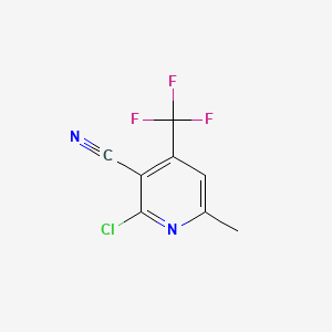 Структурная формула 2-chloro-6-methyl-4-(trifluoromethyl)nicotinonitrile, CAS 13600-48-1, формула C8H4N2F3Cl