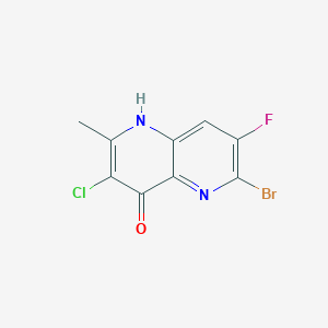 Структурная формула 6-bromo-3-chloro-7-fluoro-2-methyl-1,5-naphthyridin-4-ol, CAS 2074703-10-7, формула C9H5BrClFN2O