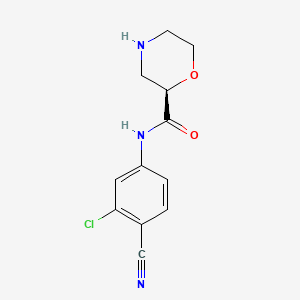 Структурная формула 2-Morpholinecarboxamide, N-(3-chloro-4-cyanophenyl)-, (2R), CAS 1887164-96-6, формула C12H12ClN3O2
