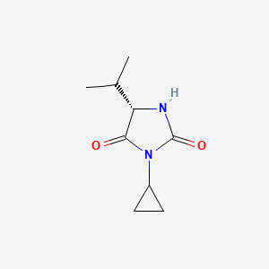 Структурная формула (S)-3-Cyclopropyl-5-isopropylimidazolidine-2,4-dione, CAS 1867385-38-3, формула C9H14N2O2