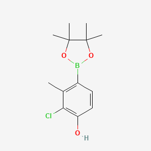 Структурная формула 2-Chloro-3-methyl-4-(4,4,5,5-tetramethyl-1,3,2-dioxaborolan-2-yl)phenol, CAS 1799612-10-4, формула C13H18BClO3