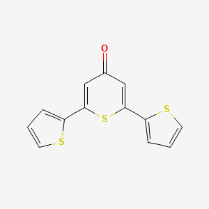 Структурная формула 4H-Thiopyran-4-one, 2,6-di-2-thienyl, CAS 62461-54-5, формула C13H8Os3