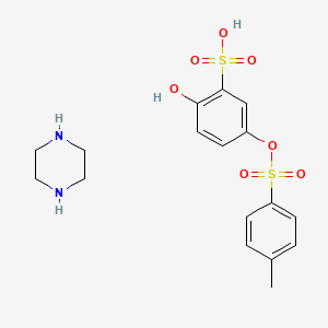 Структурная формула Sultosilic acid, piperazine salt, CAS 57775-27-6, формула C13H12O7S2.C4H10N2