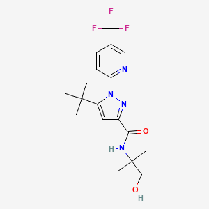 Структурная формула 1H-Pyrazole-3-carboxamide, 5-(1,1-dimethylethyl)-N-(2-hydroxy-1,1-dimethylethyl)-1-[5-(trifluoromethyl)-2-pyridinyl]-, CAS 2374894-45-6, формула C18H23F3N4O2