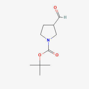Структурная формула tert-Butyl 3-formylpyrrolidine-1-carboxylate, CAS 59379-02-1, формула C10H17NO3