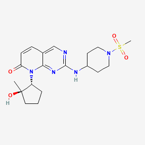 Структурная формула 8-((1R,2R)-2-hydroxy-2-methylcyclopentyl)-2-((1-(methylsulfonyl)piperidin-4-yl)amino)pyrido[2,3-d]pyrimidin-7(8H)-one, CAS 2185857-89-8, формула C19H27N5O4S