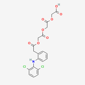Структурная формула Diacetic Aceclofenac, CAS 1216495-92-9, формула C20H17NO8Cl2