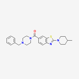 Структурная формула Benzyl-piperazine-CO-benzothiazole-4-methylpiperidine, CAS 906258-48-8, формула C25H30N4Os