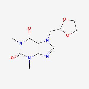 Структурная формула Doxofylline, CAS 69975-86-6, формула C11H14N4O4