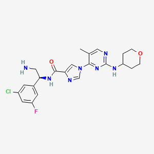Структурная формула ERK-IN-3, CAS 2055597-12-9, формула C22H25ClFN7O2