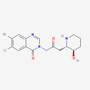 Структурная формула Halofuginone, CAS 55837-20-2, формула C16H17BrClN3O3