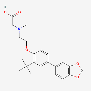 Структурная формула Ly 2365109 Hydrochloride;n-[2-[4-(1,3-benzodioxol-5-yl)-2-(1,1-dimethylethyl)phenoxy]ethyl]-n-methylglycinehydrochloride, CAS 868265-28-5, формула C22H28ClNO5