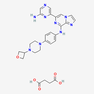 Структурная формула Lanraplenib monosuccinate, CAS 1800046-97-2, формула C27H31N9O5