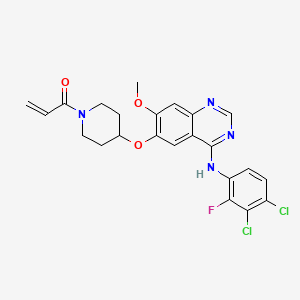 Структурная формула Poziotinib, CAS 1092364-38-9, формула C23H21Cl2FN4O3