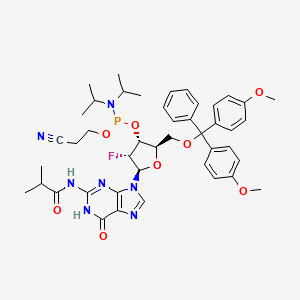 Структурная формула DMT-2'Fluoro-DG(IB) Amidite, CAS 144089-97-4, формула C44H53FN7O8P