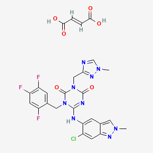 Структурная формула Ensitrelvir fumarate, CAS 2757470-18-9, формула C26H21ClF3N9O6