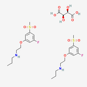 Структурная формула Mesdopetam hemitartrate, CAS 2562346-14-7, формула C12H18FNO3S.1/2C4H6O6