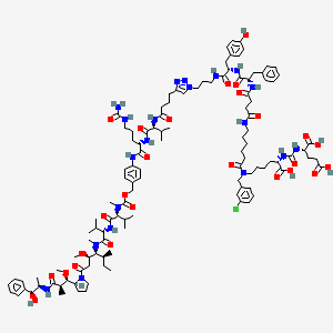 Структурная формула PSMA-Val-Cit-PAB-MMAE, CAS 2748039-79-2, формула C114H165ClN20O26