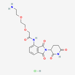 Структурная формула Thalidomide-amido-PEG2-NH2 hydrochloride, CAS 2380273-73-2, формула C19H23ClN4O7