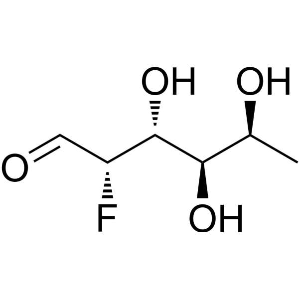 Структурная формула 2-Дезокси-2-Фтор-L-Фукоза, аналог L-Фукозы, CAS 70763-62-1, формула C6H11FO4