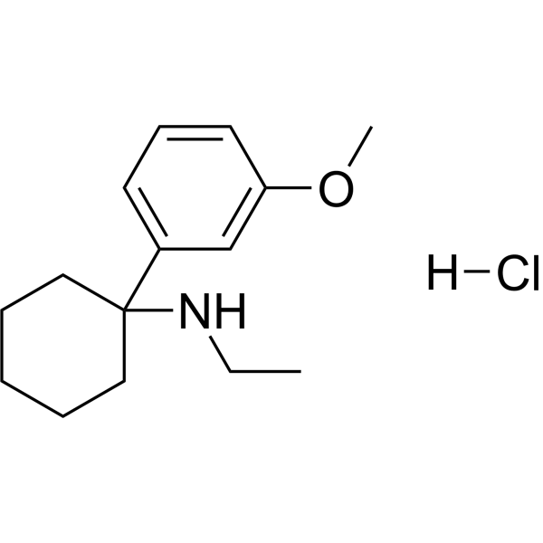 Структурная формула Гидрохлорид 3-метокси PCE (3-MEO PCE) структурно классифицируется как арилциклогексиламин и, CAS 1797121-52-8, формула C15H24ClNO