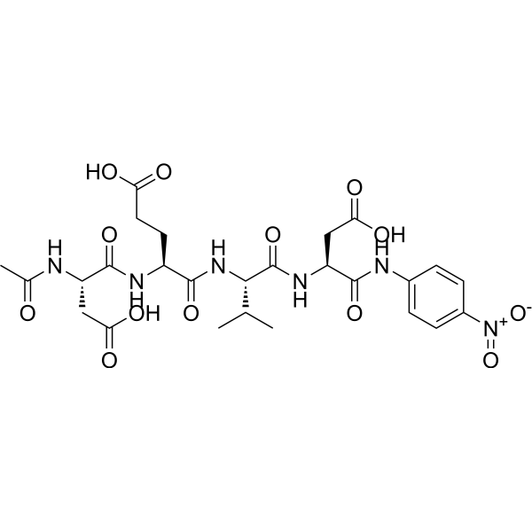 Структурная формула Ac-DEVD-pNA(Caspase-3 Substrate), CAS 189684-50-2, формула C26H34N6O13