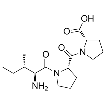 Структурная формула H-Ile-Pro-Pro-OH, пептид, полученный из молока, CAS 26001-32-1, формула C16H27N3O4