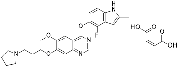 Структурная формула Малеат цедираниба (малеат AZD-2171, CAS 857036-77-2, формула C25H27N4O3F.C4H4O4