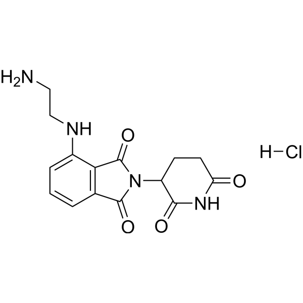 Структурная формула Помалидомид-C2-NH2 гидрохлорид, CAS 2305369-00-8, формула C15H16N4O4.HCl