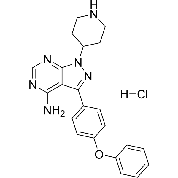 Структурная формула N-пиперидина гидрохлорид ибрутиниба (соединение 1, CAS 2231747-18-3, формула C22H23ClN6O