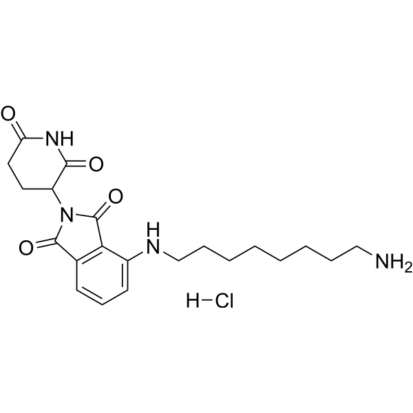 Структурная формула Талидомид-NH-C8-NH2 гидрохлорид, CAS 2446474-06-0, формула C21H29ClN4O4