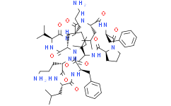 Структурная формула Gramicidin S, CAS 113-73-5, формула C64H94F6N12O14