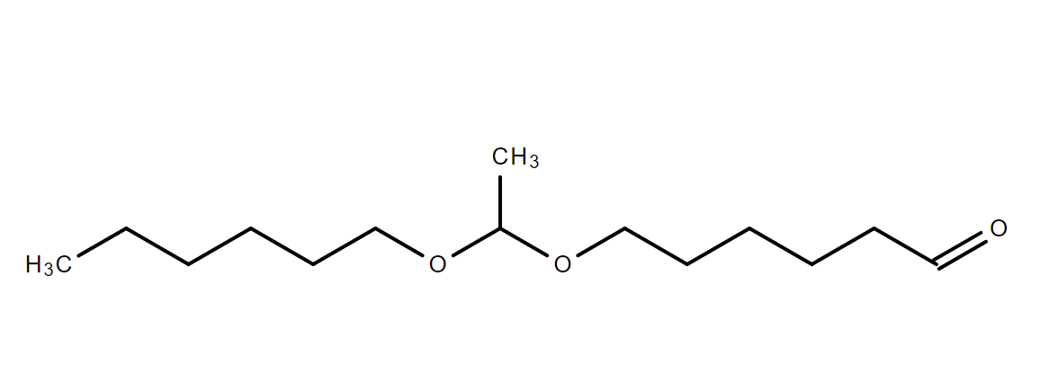 Структурная формула 6-[1-(Гексилокси)этокси]гексаналь, CAS 2820106-06-5, формула C14H28O3