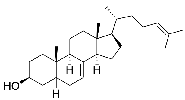 Структурная формула 5alpha-Cholest-7-en-3beta-ol, CAS 17608-47-8, формула C27H44O