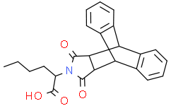 Структурная формула 2-(12,14-Dioxo-11,12,14,15-tetrahydro-9H-9,10-[3,4]epipyrroloanthracen-13(10H)-yl)hexanoic acid, CAS 475100-30-2, формула C24H23NO4